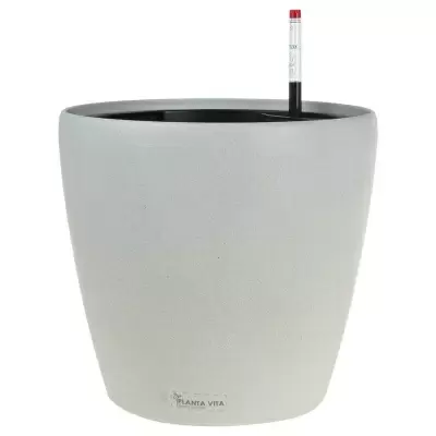 Пластиковое кашпо с автополивом Round Stone grey