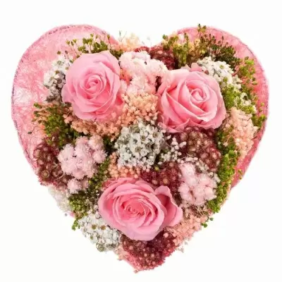 Стабилизированный букет Сердце 3 розы розовый