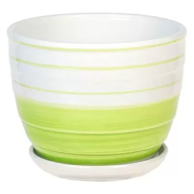 Горшок керамический с поддоном Зеленая линия