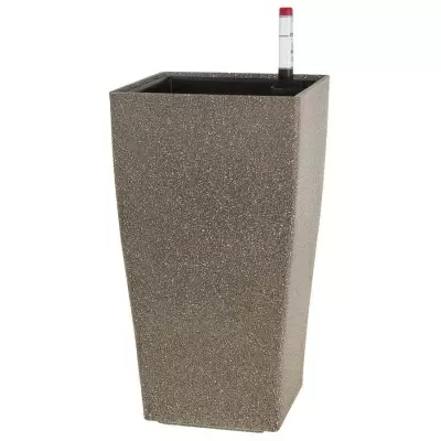 Пластиковое кашпо с автополивом Crater Stone brown