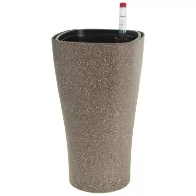 Пластиковое кашпо с автополивом Crater Stone brown