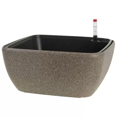Пластиковое кашпо с автополивом Square Stone brown