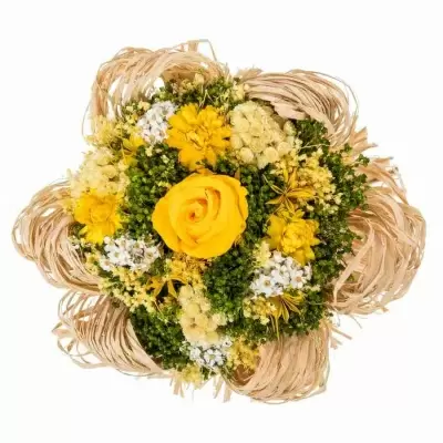 Стабилизированный букет Раффия желтый