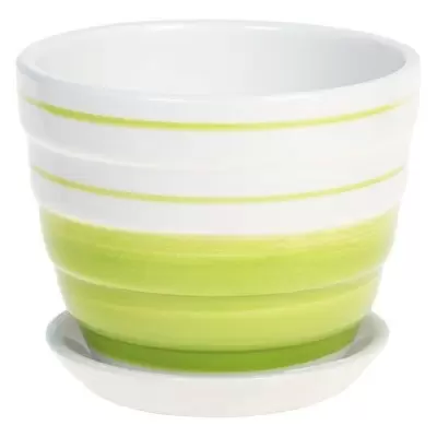 Горшок керамический с поддоном Зеленая линия
