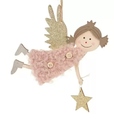 Елочная игрушка из дерева Ангел