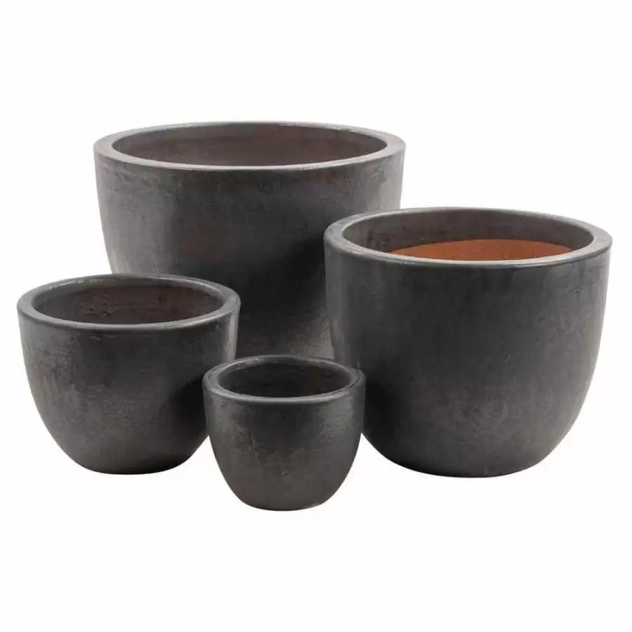 набор коричневых керамических кашпо