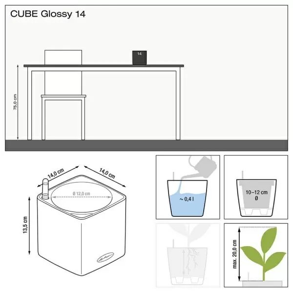 Кашпо Lechuza Cube Glossy Cat Кашпо Lechuza Cube Glossy Cat