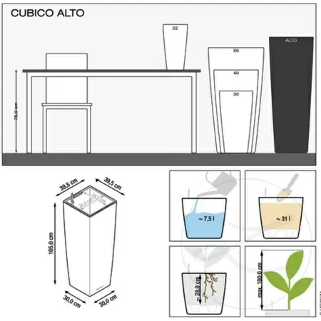 Фото Кашпо Lechuza Cubico Alto Кашпо Lechuza Cubico Alto