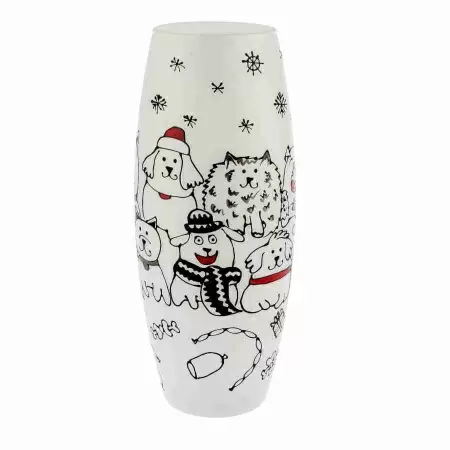 Стеклянная ваза с росписью Dogs family