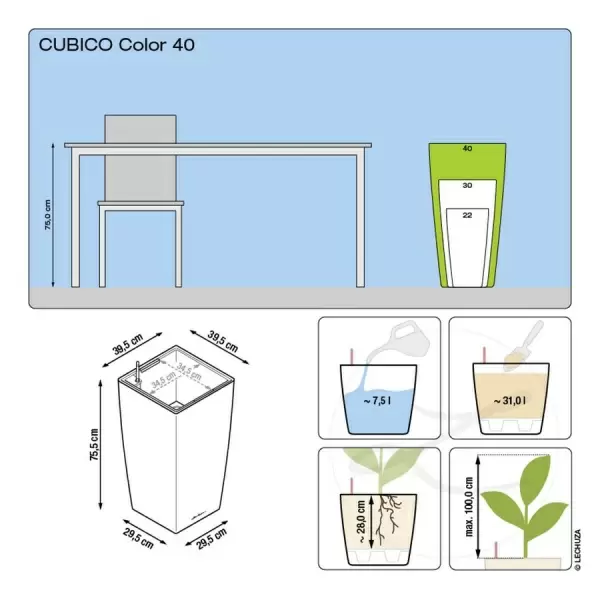 Кашпо Lechuza Cubico Color