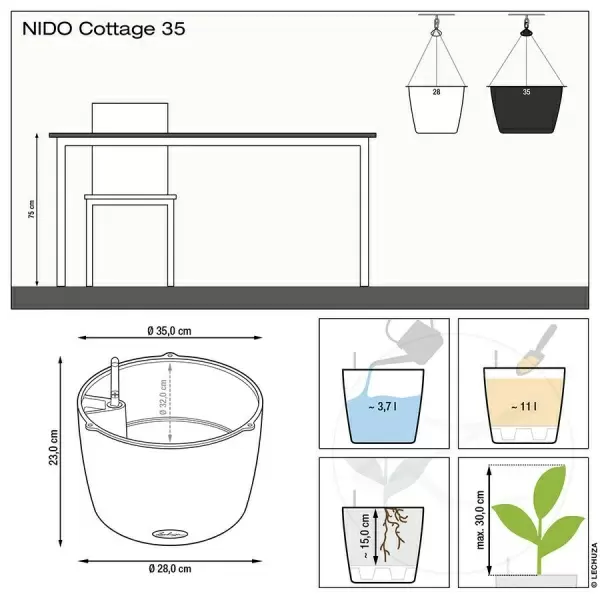Кашпо Lechuza Nido Cottage