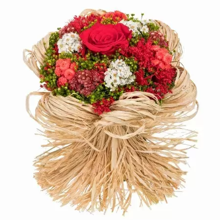 Стабилизированный букет Раффия красный