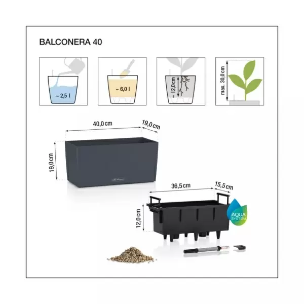 Кашпо Lechuza Balconera Cottage 40