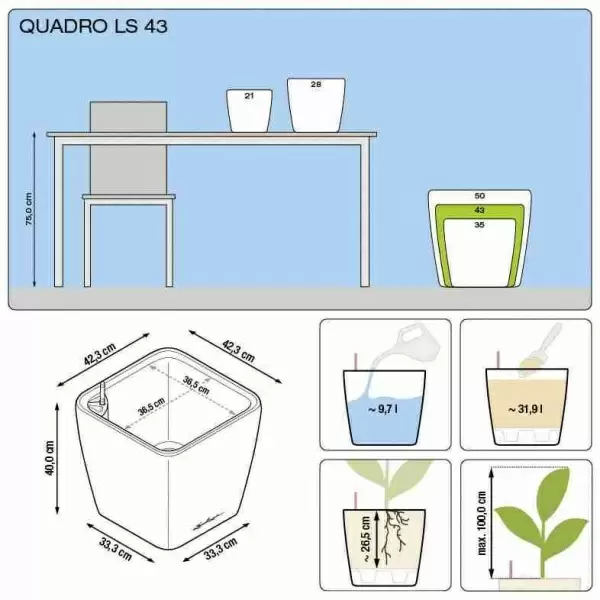 Кашпо Lechuza Quadro LS