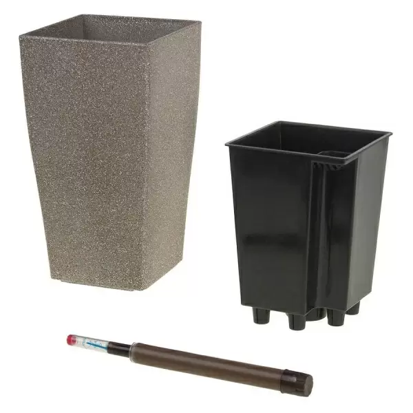 Пластиковое кашпо с автополивом Crater Stone brown