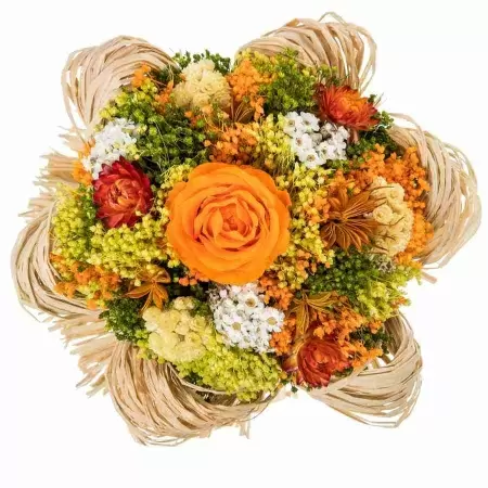 Стабилизированный букет Раффия оранжевый
