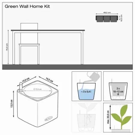 Настенное кашпо Lechuza Green Wall Home Kit Glossy