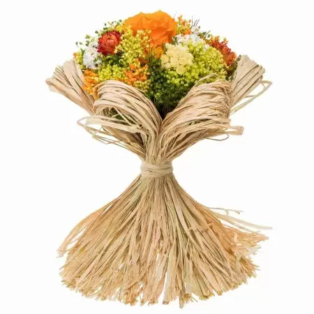 Стабилизированный букет Раффия оранжевый