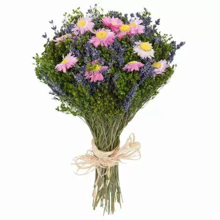 Стабилизированный букет Лаванда с розовым акроклинумом Стабилизированный букет Лаванда с розовым акроклинумом