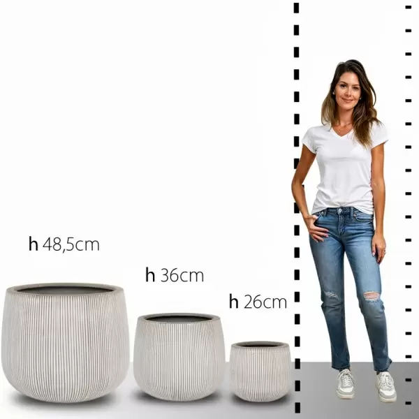 Кашпо Nobilis Marco "Vertical stripes white glazed Jaze" (файкостоун)