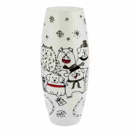 Стеклянная ваза с росписью Dogs family