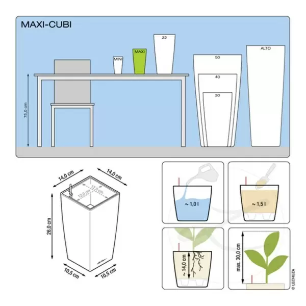 Кашпо Lechuza MINI-Cubi & MAXI-Cubi