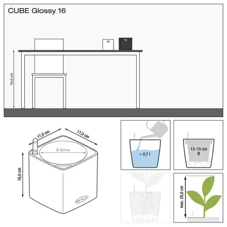 Кашпо Lechuza Cube Glossy Кашпо Lechuza Cube Glossy