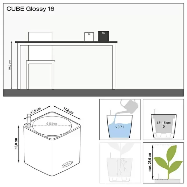Кашпо Lechuza Cube Glossy Кашпо Lechuza Cube Glossy