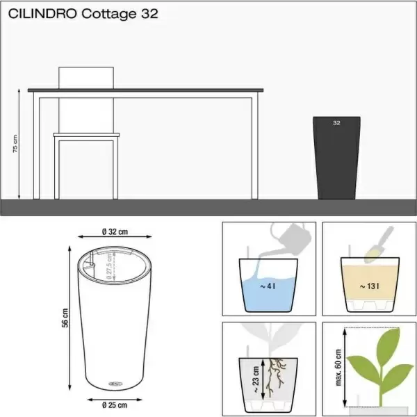 Кашпо Lechuza Cilindro Cottage Кашпо Lechuza Cilindro Cottage