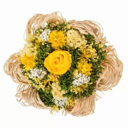 Стабилизированный букет Раффия желтый