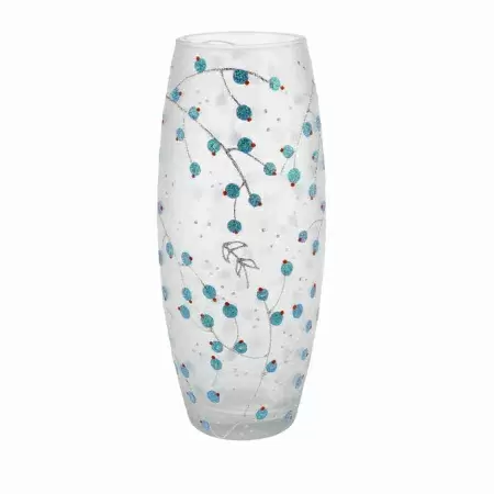 Стеклянная ваза с росписью Зимняя природа