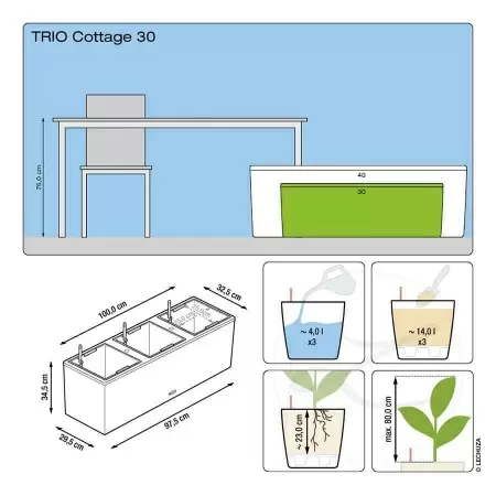Кашпо Lechuza TRIO Cottage