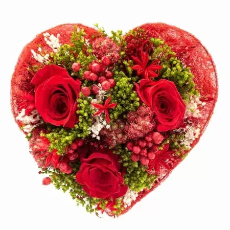 Стабилизированный букет Сердце 3 розы красный