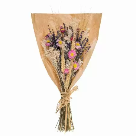 Стабилизированный букет Лаванда с розовой пшеницей и акролинумом