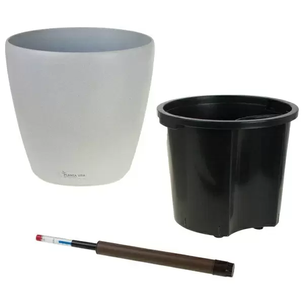 Пластиковое кашпо с автополивом Round Stone grey Пластиковое кашпо с автополивом Round Stone grey