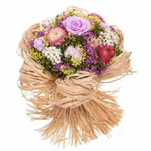 Стабилизированный букет Раффия лиловый
