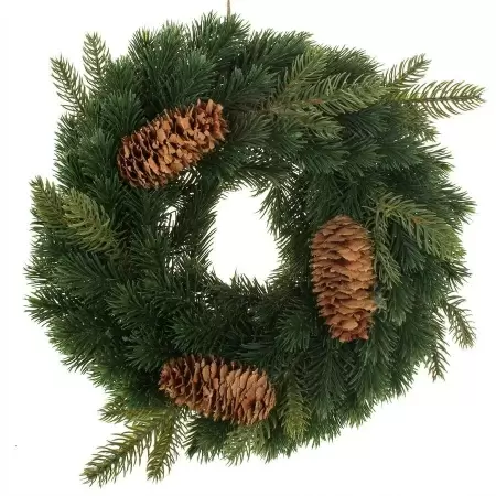 Венок еловый искусственный с шишками