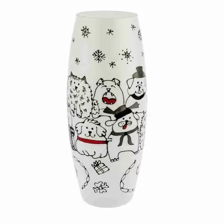 Стеклянная ваза с росписью Dogs family