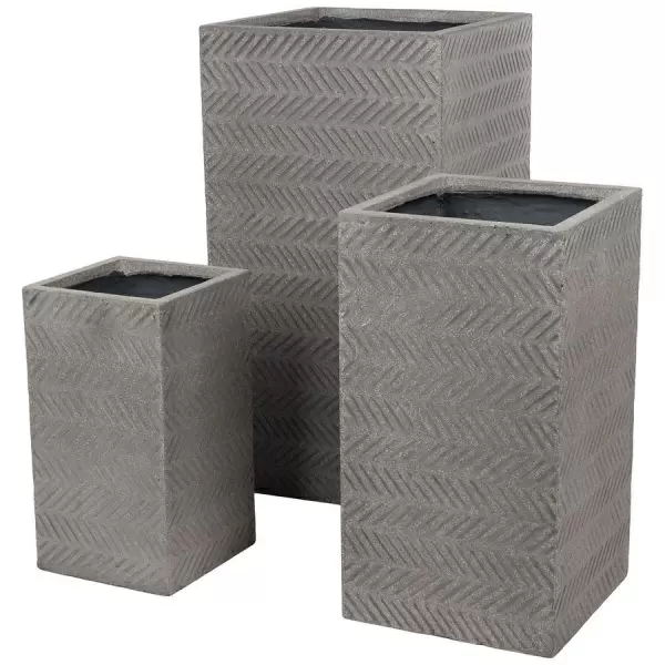 Высокий горшок Fishbone Fossil-wood grey Column