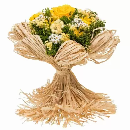 Стабилизированный букет Раффия желтый