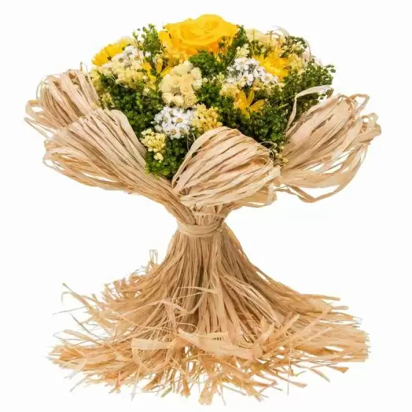 Стабилизированный букет Раффия желтый