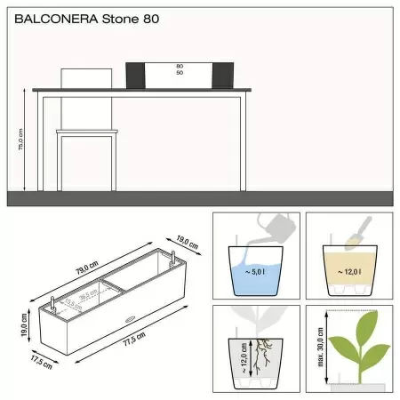 Кашпо Lechuza Balconera Stone 80