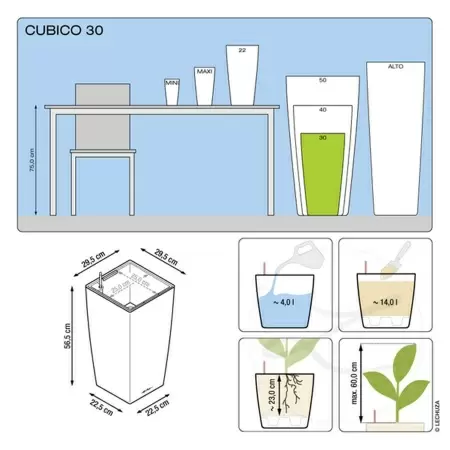 Кашпо Lechuza Cubico Premium Кашпо Lechuza Cubico Premium