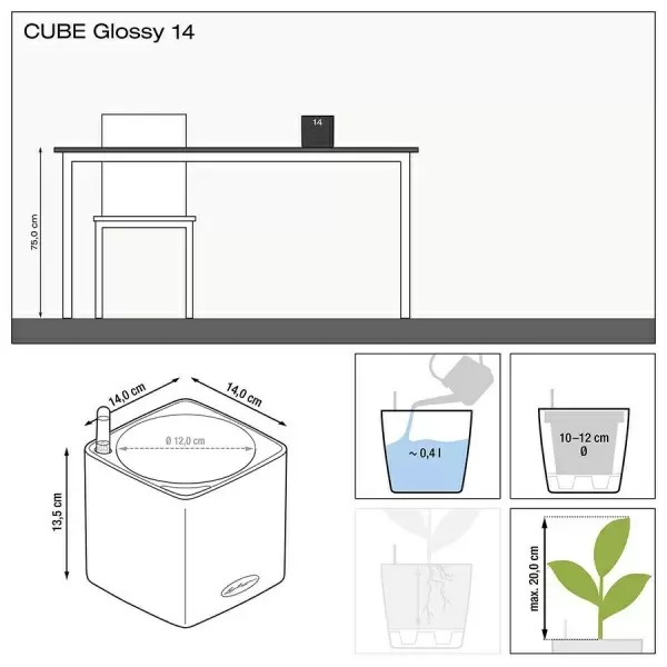 Кашпо Lechuza Cube Glossy