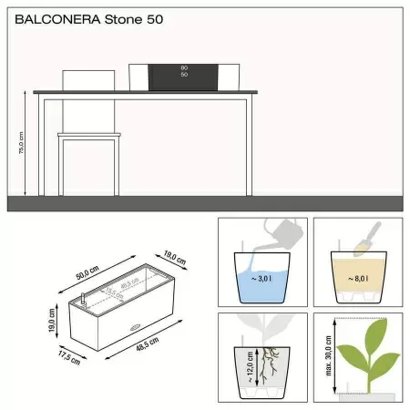 Кашпо Lechuza Balconera Stone 50 Кашпо Lechuza Balconera Stone 50