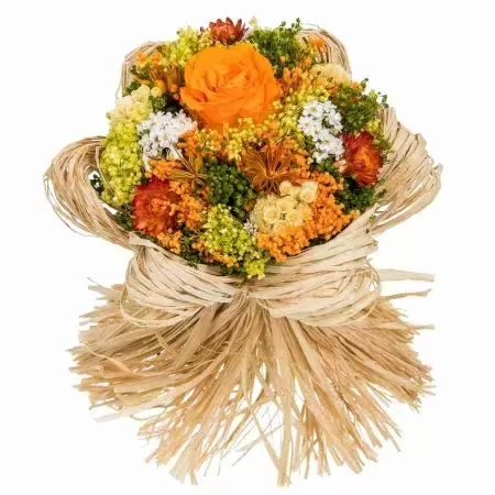 Стабилизированный букет Раффия оранжевый