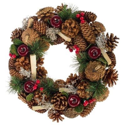 Венок еловый искусственный с шишками