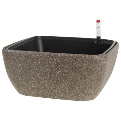 Пластиковое кашпо с автополивом Square Stone brown