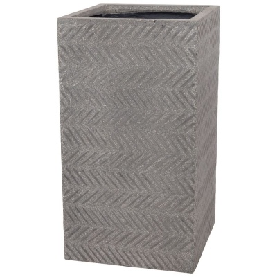 Высокий горшок Fishbone Fossil-wood grey Column
