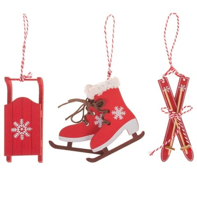 Набор елочных игрушек из дерева Снежный день